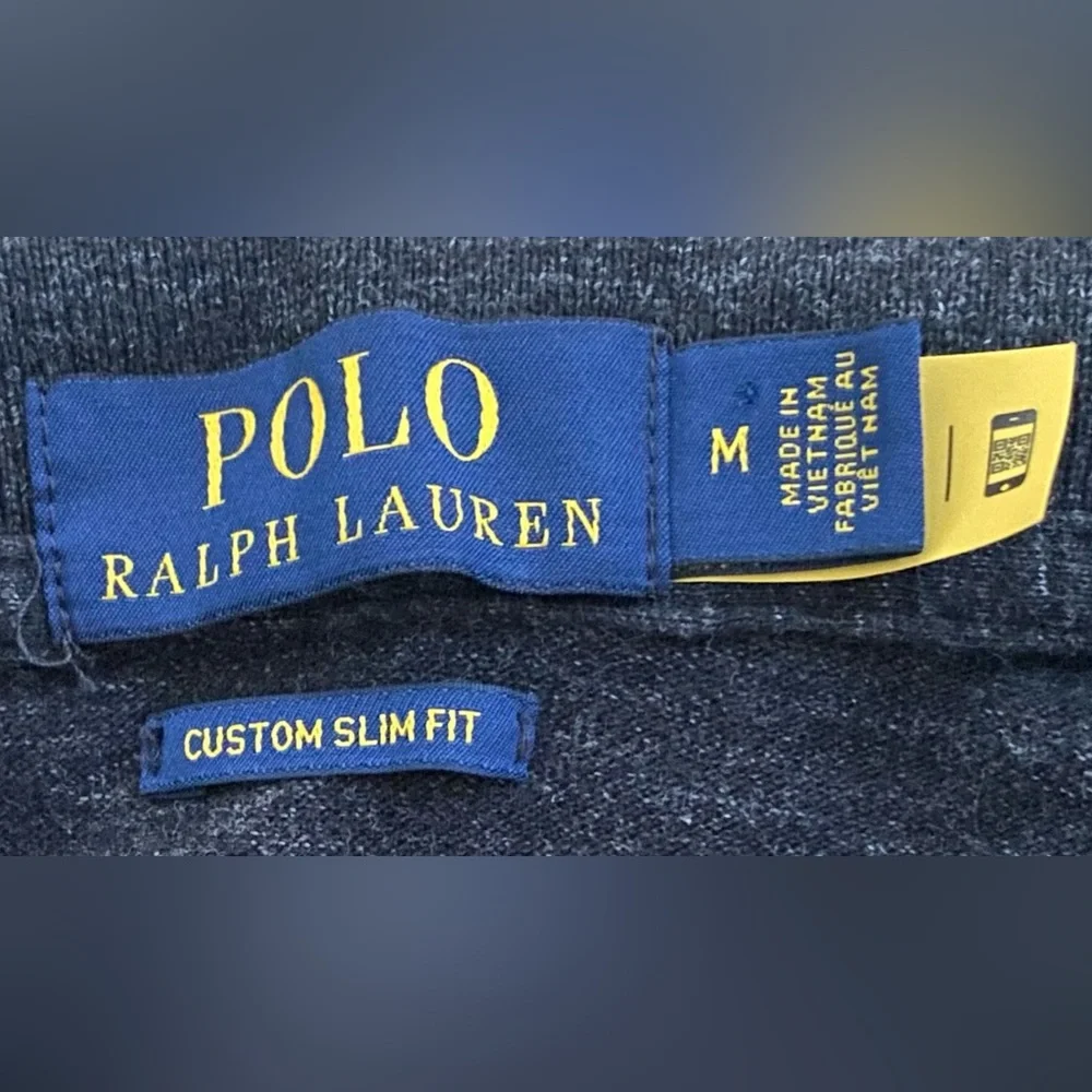 Polo Ralph Lauren‎ Men’s Sz Medium Custom Slim Fit Merled Dark Gray Polo